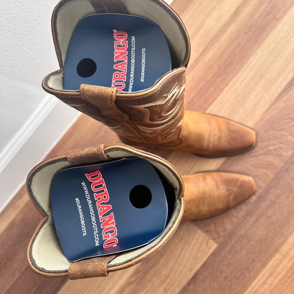 Durango Brown Tan Leather Western Heeled Boots - Picture 6 of 8